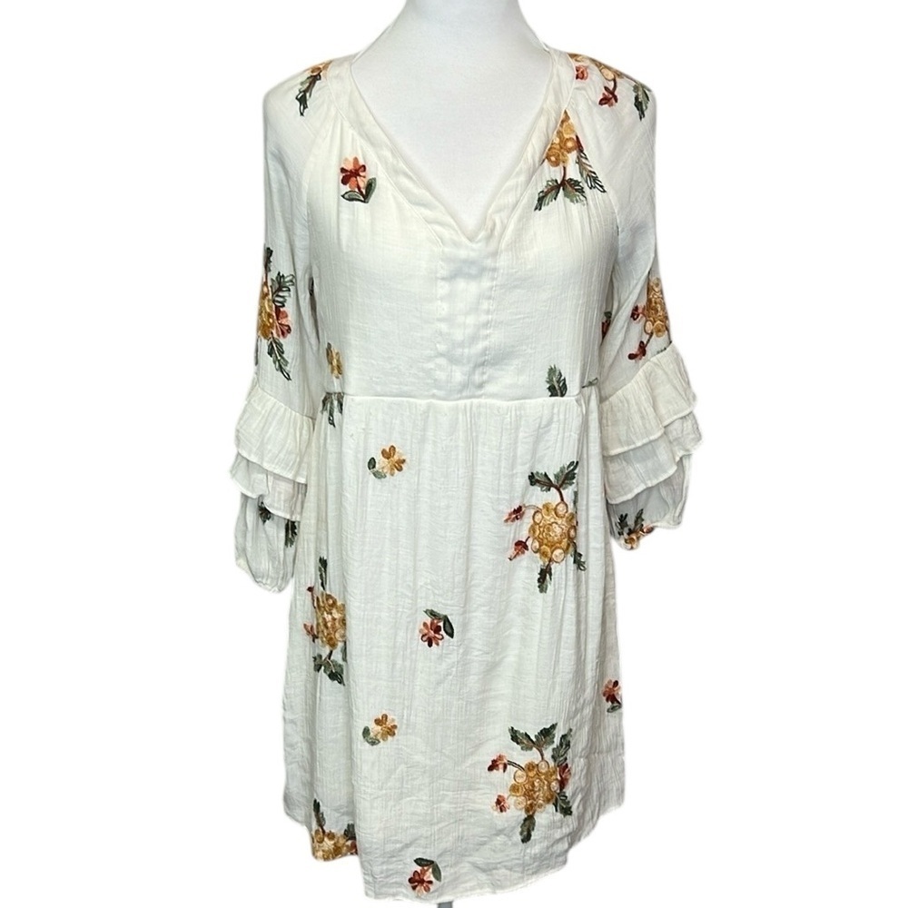 Anthropologie Fig And Flower Embroidered Dress
